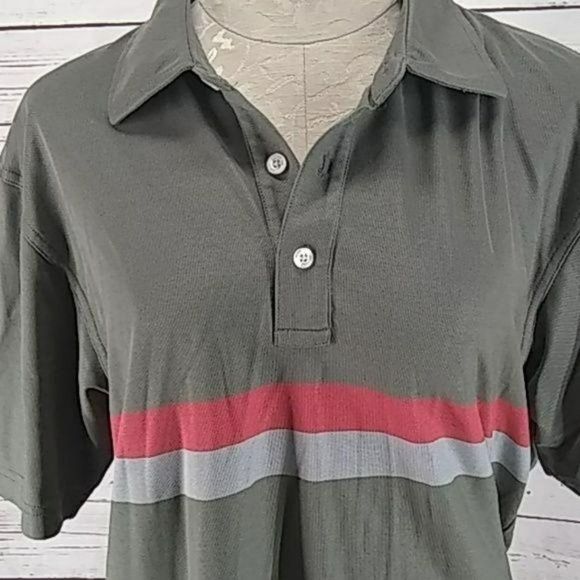 Dunning Golf Men's Gray Colorblock Striped Short Sleeve Polo Shirt Size Large - Picture 7 of 7